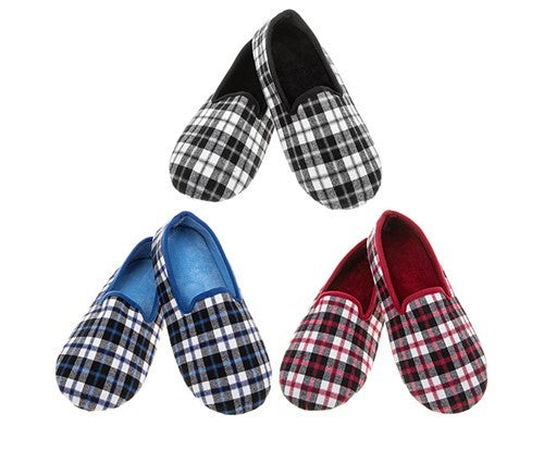 Mens 'Snoozies' Check Slippers- Assorted Colours