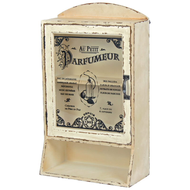 Cream Parfumeur Cabinet with Glass Door